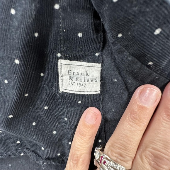 Frank & Eileen Shirt Womens XS Black Polka Dot Frank Corduroy Woven in Italy - Picture 5 of 13